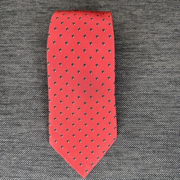 Yves Saint Laurent YSL Red Silk Tie Designer Geometric Luxury Skinny - Picture 2 of 6
